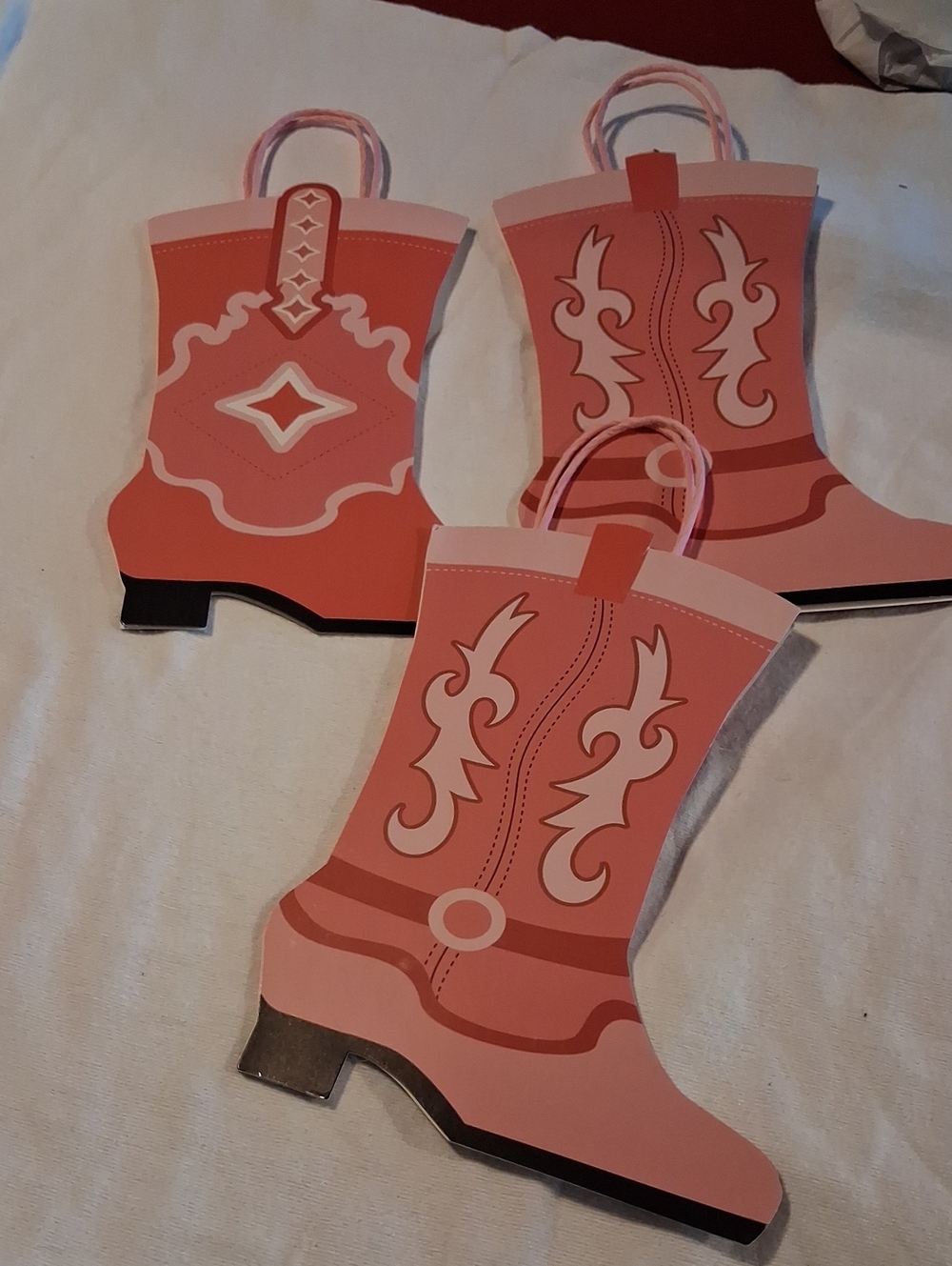 Pink Cowboy Boot Kids Gift Bag - Decorative Shoe Tote